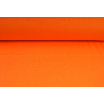 Jednolícní úplet, tričkovina, oranžová, látky, metráž  - šíře 2 x 70 cm - TUNEL
